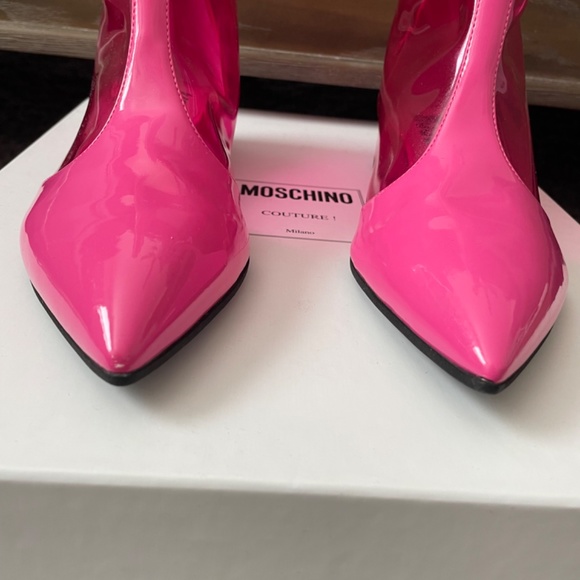 MOSCHINO Couture Rain Boots Pink Worn Once! Size 38 1/2 - Picture 5 of 11